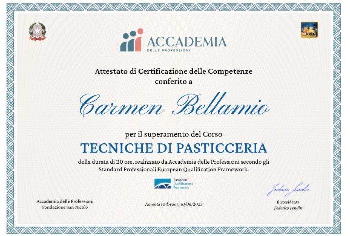 Attestato Tecniche di Pasticceria